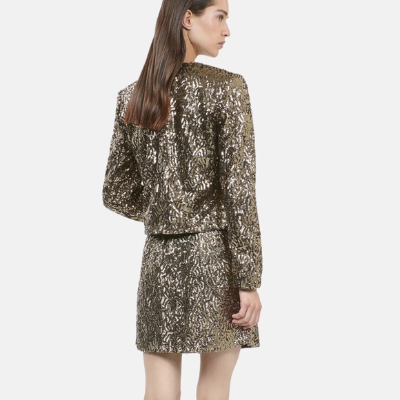 NWT! The Kooples Gold Blazer with Metallic Finish, Size 2 - Picture 5 of 13